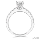 1 1/10 ctw Round Brilliant Cut Diamond Ladies Engagement Ring with 5/8 Ct Round Cut Center Stone in 14K White Gold