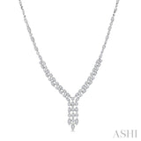 3 1/6 Ctw Triple Row Drop Round Cut Diamond Necklace in 14K White Gold