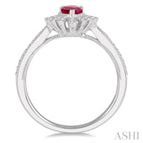 6x4 MM Lattice Pear Shape Ruby and 1/5 Ctw Round Cut Diamond Precious Ring in 10K White Gold