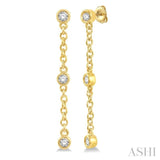 1/6 ctw Circular Shape 3-Station Round Cut Diamond Drop Earring in 10K Yellow Gold