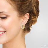 1/4 ctw Pyramid Round Cut Diamond Hoop Earrings in 14K Yellow Gold