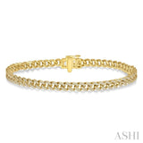 1 ctw Round Cut Diamond Curb & Cuban Bracelet in 14K Yellow Gold