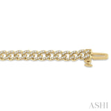 1 ctw Round Cut Diamond Curb & Cuban Bracelet in 14K Yellow Gold