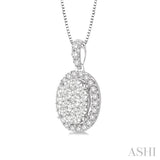 1/3 Ctw Oval Shape Diamond Lovebright Pendant in 14K White Gold with Chain