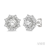 1/2 ctw Floral Lattice Round Cut Diamond Earring in 14K White Gold