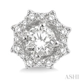 1/2 ctw Floral Lattice Round Cut Diamond Earring in 14K White Gold