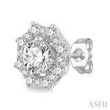 1/2 ctw Floral Lattice Round Cut Diamond Earring in 14K White Gold