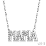 1/5 Ctw 'MAMA' Block Round Cut Diamond Necklace in 10K White Gold