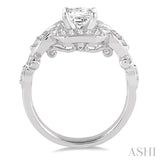 3/4 ctw Diamond Engagement Ring with 1/2 ct Princess Cut Center Stone in 14K White Gold