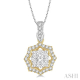 1/3 Ctw Star Lattice Lovebright Round Cut Diamond Pendant With Chain in 14K White and Yellow Gold