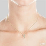 1/20 Ctw Initial 'N' Round Cut Diamond Pendant With Chain in 10K Yellow Gold