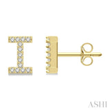 1/10 Ctw Initial 'I' Single Cut Diamond Earrings in 10K Yellow Gold