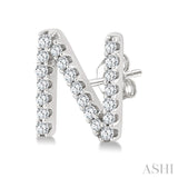 1/8 Ctw Initial 'N' Single Cut Diamond Earrings in 10K White Gold