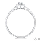 5x3 MM Pear Shape White Topaz and 1/20 Ctw Single Cut Diamond Halo Semi-Precious Ring in 14K White Gold