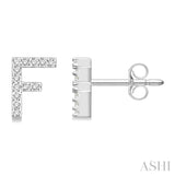 1/10 Ctw Initial 'F' Single Cut Diamond Earrings in 10K White Gold