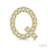 1/8 Ctw Initial 'Q' Single Cut Diamond Earrings in 10K Yellow Gold