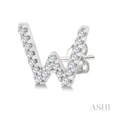 1/8 Ctw Initial 'W' Single Cut Diamond Earrings in 10K White Gold