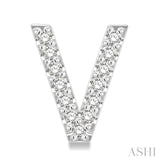 1/10 Ctw Initial 'V' Single Cut Diamond Earrings in 10K White Gold