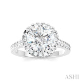 1/2 Ctw Circular Shape Round Cut Diamond Halo Semi-Mount Engagement Ring in 14K White Gold