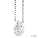 1/10 Ctw Lovebright Petite Pear Shape Round Cut Diamond Fashion Pendant With Chain in 10K White Gold