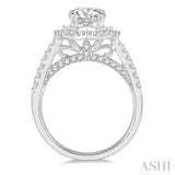 5/8 Ctw Star Border 6.5MM Round Cut Diamond Semi-Mount Engagement Ring in 14K White Gold