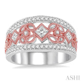 5/8 Ctw Round and Princess Cut Diamond Wide Band in 14K White and Rose Gold