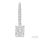 1/2 Ctw Square Shape Diamond Lovebright Earrings in 14K White Gold