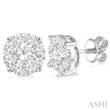 4 Ctw Lovebright Round Cut Diamond Stud Earrings in 14K White Gold