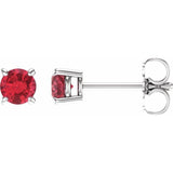 Sterling Silver 4 mm Lab-Grown Ruby Earrings