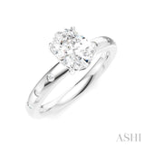 1/6 Ctw Akari Oval Shape Round Cut Diamond Semi-Mount Engagement Ring in 14K White Gold