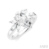 1/2 Ctw Akari Pear Shape Marquise and Round Cut Diamond Semi-Mount Engagement Ring in 14K White Gold