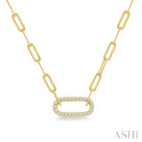 1/4 Ctw Paperclip Round Cut Diamond Pendant With Chain in 14K Yellow Gold