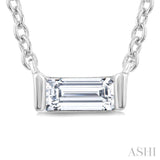 1/20 Ctw Baguette Diamond Petite Fashion Pendant With Chain in 10K White Gold