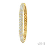 1 1/2 Ctw 3-Row Pave Set Round Cut Diamond Fashion Hoop Earring in 14K Yellow Gold