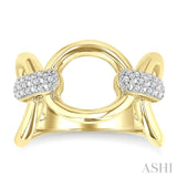 1/10 Ctw Bold Oval & Pear Link Round Cut Diamond Fashion Ring in Yellow Gold Vermeil