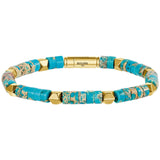 BUL 14K GOS TURQ BEAD BRAC 8.5