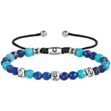 BUL STEEL LAPIS TURQ BEAD ADJ BOLO BRC