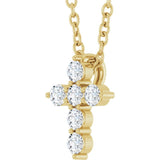 14K Yellow Gold 1/6 CTW Natural Diamond Cross 16-18" Necklace