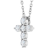 14K White Gold 1/4 CTW Natural Diamond Cross 16-18" Necklace