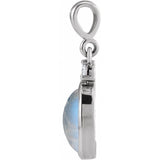 Platinum 6x4 mm Natural Rainbow Moonstone & .015 CT Natural Diamond Pendant