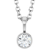 Sterling Silver 1/10 CT Natural Diamond Bezel-Set Solitaire 16-18" Necklace