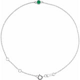 Sterling Silver Natural Emerald Bezel-Set Solitaire 6 1/2-7 1/2