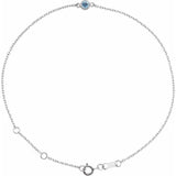 14K White Gold Natural Aquamarine Bezel-Set Solitaire 6 1/2-7 1/2