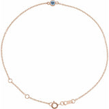 14K Rose Gold Natural Aquamarine Bezel-Set Solitaire 6 1/2-7 1/2