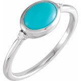 Sterling Silver Natural Turquoise & .03 CTW Natural Diamond Ring