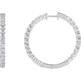14K White Gold 4 CTW Natural Diamond Inside-Outside Hinged 36 mm Hoop Earrings