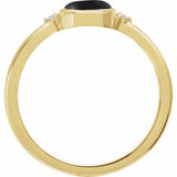14K Yellow Gold 6 mm Round Natural Black Onyx & .03 CTW Natural Diamond Ring