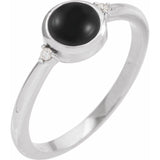Sterling Silver 8 mm Round Natural Black Onyx & .03 CTW Natural Diamond Ring