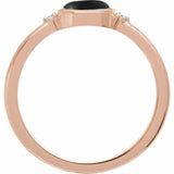 14K Rose Gold 6 mm Round Natural Black Onyx & .03 CTW Natural Diamond Ring