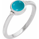 14K White Gold Natural Turquoise & .03 CTW Natural Diamond Ring